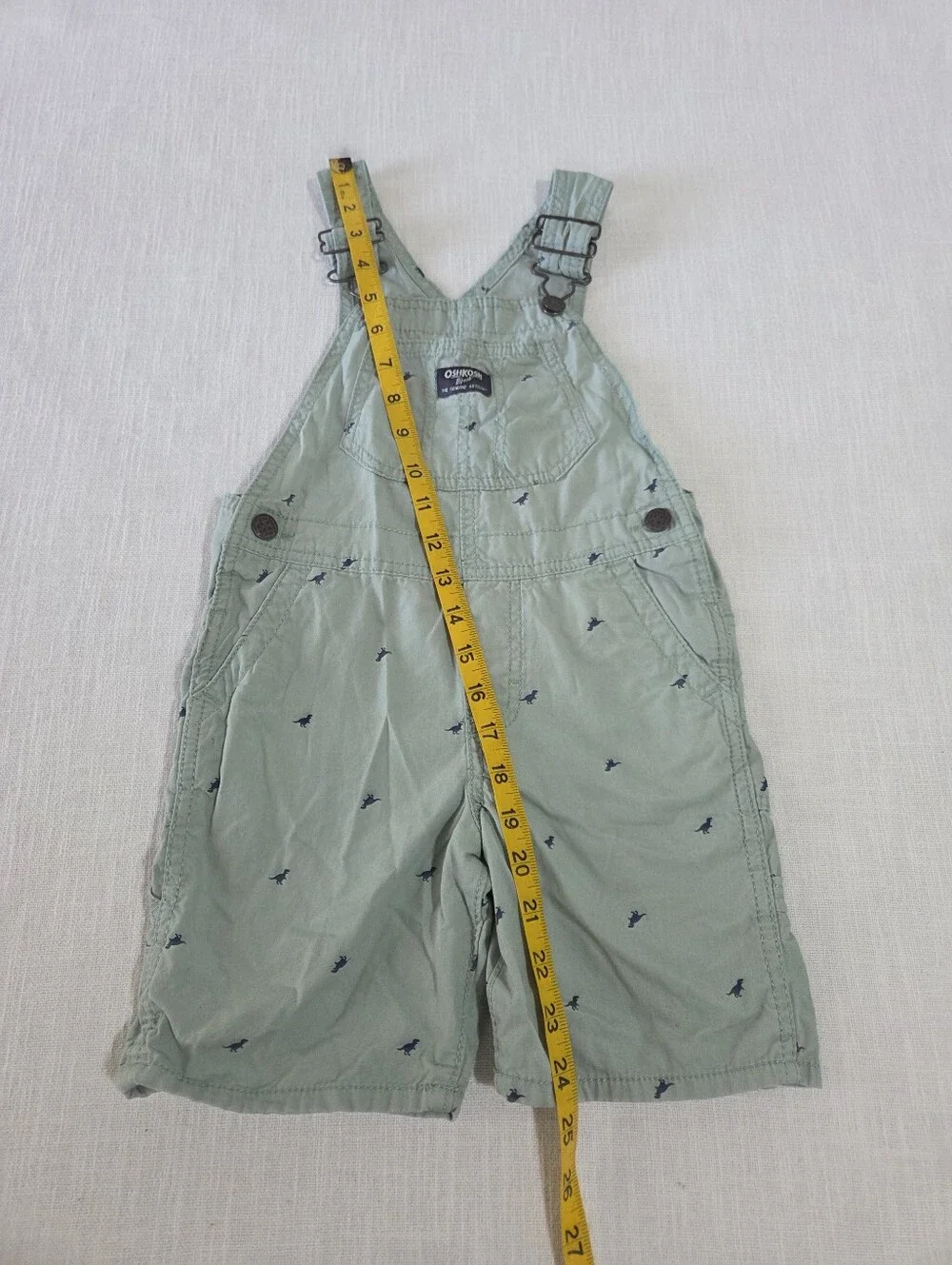 OshKosh B'gosh Kids Shark Pattern Sage Green Overall Shorts 4t Boys Toddler Kids